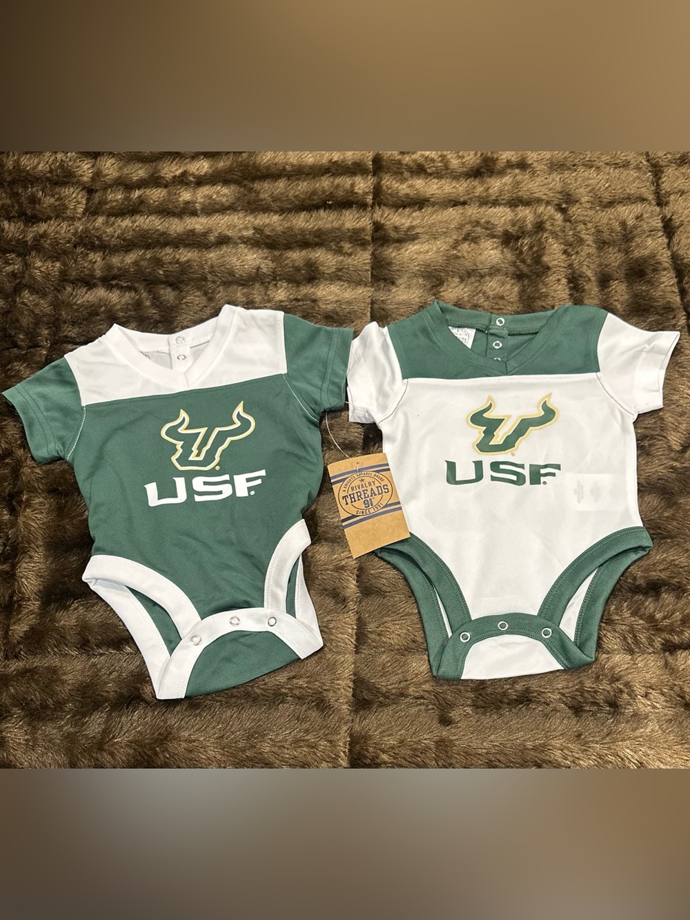Rivalry Threads USF Green & White Baby Bodysuit Duo 3-6M
